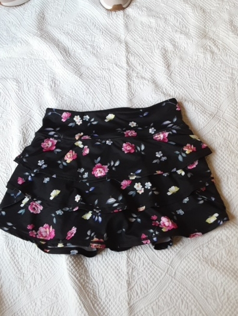 Ideology Black Floral Tiered Mini Skort